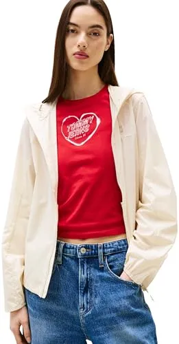 Tommy Jeans TJW Outdoor Shell Jacket Damen M, Beige - Funktionsjacke aus 100% Polyamid, leicht und pflegeleicht, ideal für Outdoor-Aktivitäten oder den Alltag.
