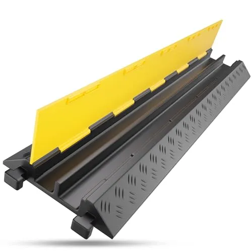 Kanal Kabelbrücke mit Deckel überfahrbar Stolperschutz Rampe Brücke Protektor | 7,5 t Tragkraft | Gummi 2