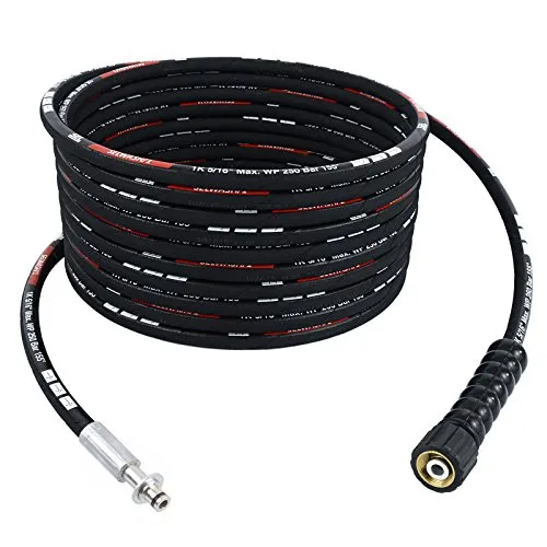 TECHKAR Hochdruckreiniger-Schlauchrohr – Kärcher Verlängerungsschlauch Ersatz – 20 m 250 bar DN8 Profi M22 x 1,5 Hochdruckschlauch kompatibel mit Kärcher HD HDS – 10 mm Stecker