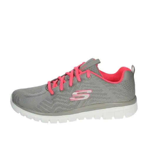 Skechers Damen Graceful Get Connected Sneakers, Grau mit Korallenakzenten, 42 EU - Stylische Sneakers mit weichem Stofffutter und gepolsterter Memory Foam Innensohle für höchsten Tragekomfort. Ideal für den Alltag und aktive Freizeitgestaltung.