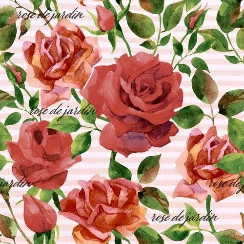 Servietten Rose Wood Rosen Gartenrosen Natur Sommer Schrift rot Deko 33x33cm 20