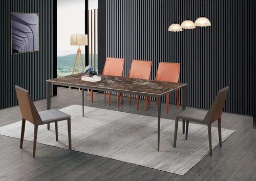 Komplett Set Esstisch + 4 Stühle – 5tlg. Esszimmer Set aus Holz - 5-teiliges Esszimmer Set mit modernem Design. Der rechteckige Tisch bietet Platz für bis zu 4 Personen und überzeugt durch seine hochwertige Verarbeitung aus Edelstahl. Ideal für gemütliche Mahlzeiten.