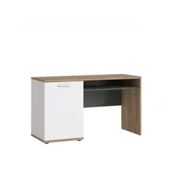 Schreibtisch TWENTY 130x74,5x50 cm - Honey Castello Eiche mit Softclose-Tür - Moderner Schreibtisch in Honey Castello Eiche Nachbildung, ausgestattet mit praktischer Softclose-Tür und zusätzlichem Ablagefach. Ideal für stilvolles Arbeiten und Ordnung im Homeoffice.