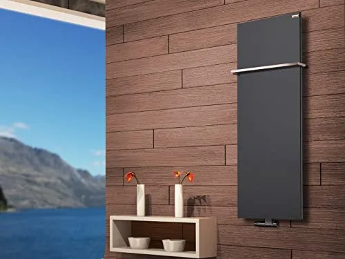 BADHEIZKÖRPER Design Mirror Steel 2 120x47cm 799 W anthrazit +1 Halter 15mm SZAGATO Handtuchwärmer Handtuchtrockner Handtuchhalter Paneelheizkörper vertikal Mittelanschluß Flachheizkörper