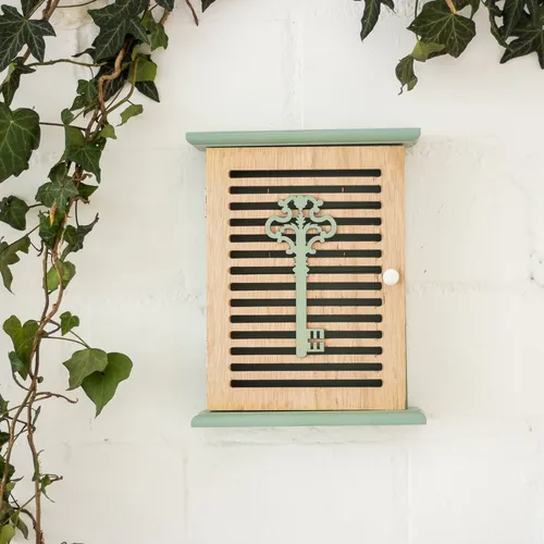 Schlüsselkasten aus Holz, Schlüsselschrank, Schlüsselboard in grün