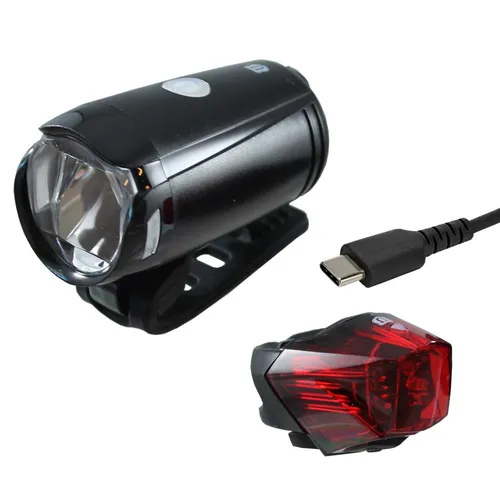 Union Fahrrad Batterie LED Lichtset UN-220 USB Scheinwerfer Rücklicht