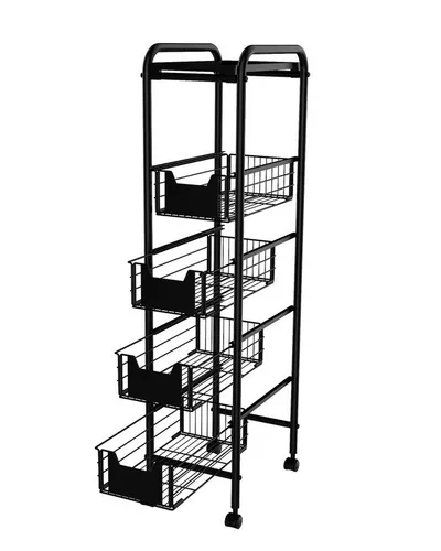 Ribelli Servierwagen mit Rollen – 5 Ebenen und ausziehbarer Schublade - Praktischer Küchenwagen mit 5 Ebenen und Rollen für einfache Mobilität, ideal zur Aufbewahrung und Organisation in der Küche oder im Essbereich.