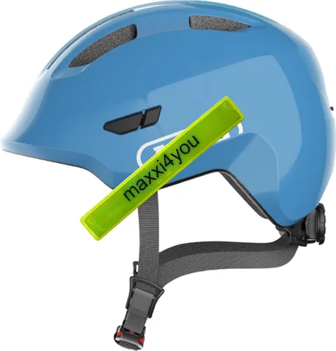 Abus Smiley 3.0 Fahrradhelm shiny Blau Gr. S (45-50 cm) inkl. maxxi4you Reflexband