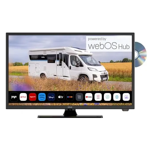 Gelhard GTV2456 LED Smart TV 24 Zoll mit DVD und Bluetooth DVB-S2/C/T2 für 12V u. 230Volt WLAN Full HD