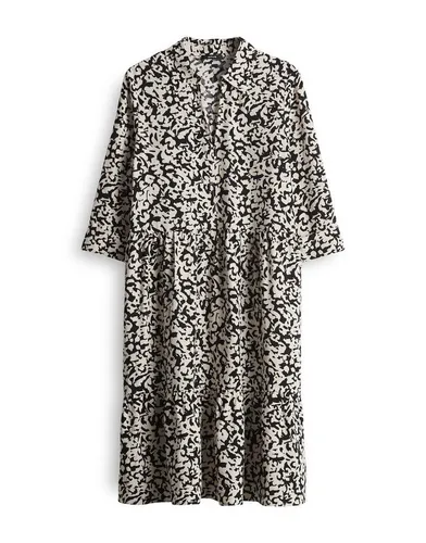 OPUS Damen Minikleid WALARI | Feminines Printkleid mit Volantstufen in Black, Größe 38 - Freizeitkleid für Damen mit hochwertigem Lenzing Ecovero Material für besten Tragekomfort. Perfekt für einen lässigen, stilvollen Look.