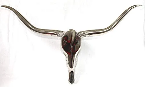 dekoundmeer Schädel Stier Bulle Aluminium 70 x 45 cm Wanddekoration