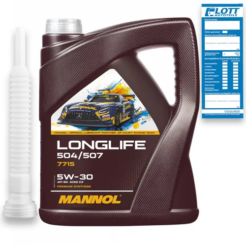 5L Mannol Longlife MN7715 5W-30 Motoröl API SN VW 504.00 507.00 + Abfüllschlauch