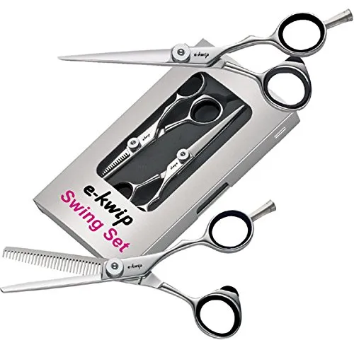 e-kwip Swing Set Neutral 5.0 + 5.5 - Friseurscheren-Set mit ergonomischem Design, ideal für präzises und müheloses Schneiden. Enthält Schneideschere und Modellierschere für vielseitige Styling-Techniken.