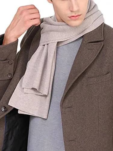 WANYING Winter Herbst Herren Strickschal Wolle Gestrickter Schal Warm Weich Einfach Schick Gentleman - 180 * 30 cm Einfarbig Beige