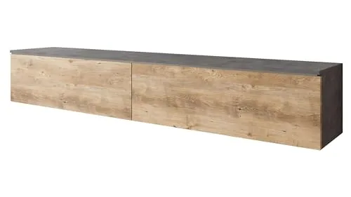 Mirjan24 TV Lowboard Stone 180 – Moderner TV Schrank mit Grifflosem Öffnen - TV-Bank in Hochglanz Matt, stilvolles Design und flexible Nutzung als Hängeschrank oder Standmodell, ideal für jedes Wohnzimmer.