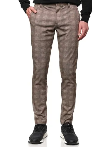 JEFF Herren JFLeo Chino Stoffhose mit 4 Taschen | Elegante Chinohose in Braun mit Stretch, Größe 34/32 - Zeitlose Chinohose mit schlanker Passform, ideal für den eleganten Auftritt. Hergestellt aus hochwertigem Material für optimalen Tragekomfort und modernes Design.