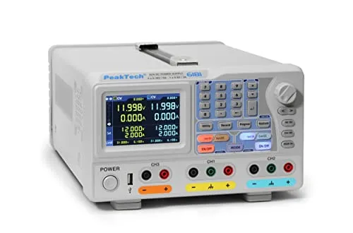 PeakTech P6181 – 2-Kanal Labornetzteil 0-30V / 0-6A DC - Labor-Stromversorgung mit hochauflösendem TFT-Farbdisplay und USB-Anschluss für präzise Spannungs- und Stromregelung, ideal für anspruchsvolle Anwendungen.
