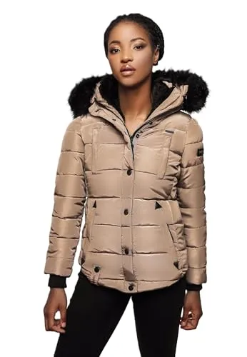 Marikoo Damen Winterjacke Lotusblüte mit Teddy-Innenfutter - Die Marikoo Winterjacke Lotusblüte vereint stilvolles Design mit praktischem Komfort. Das kuschelige Teddy-Innenfutter und der abnehmbare Kunstfellkragen sorgen für wohlige Wärme. Ideal für kalte Wintertage.