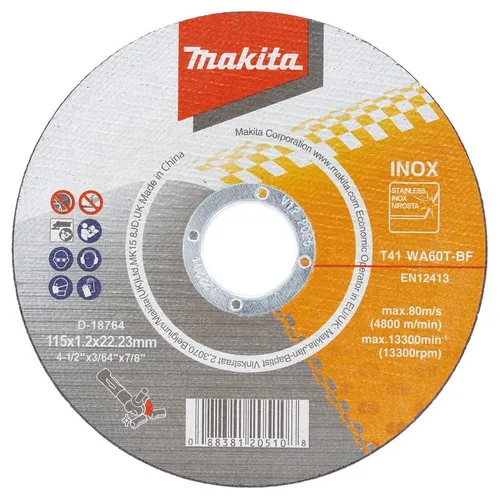 TARCZA TNĄCA INOX 115*1.2MM WA60T MAKITA 0088381205108