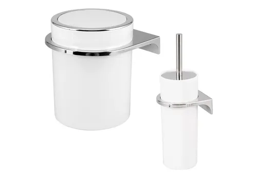 bremermann Badaccessoire-Set SAVONA 2-tlg. - Bad-Accessoires Set mit 5,5 Litern Kosmetikeimer und praktischer WC-Garnitur zur Wandmontage – für mehr Platz und einfache Reinigung im Badezimmer!