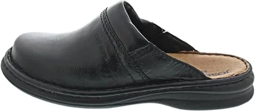 Josef Seibel Max Clogs schwarz, Größe 40 - Herren-Clogs aus Leder mit leichter, flexibler PU-Sohle und Gummizug für einfachen Einstieg. Ideal für den täglichen Gebrauch in Bequemschuhweite G.