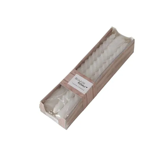 Boltze Stabkerze Twisto (6-tlg., weiß, 20 cm, aus Wachs, modernes Design, Stabkerze, Kerze, weiße Kerze, Deko) 2022303