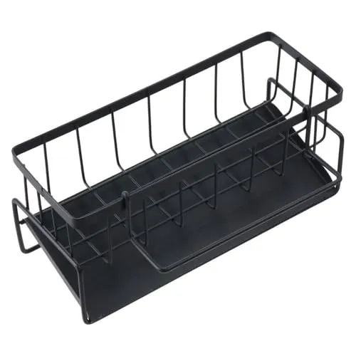 wenrescry Spülbecken Organizer – Küchen Schwammhalter mit Selbstentleerender Ablaufwanne und Spüllappenhalter, ideal für Küche und Badezimmer, Organizer für Bürsten, Schwämme, Seife und mehr