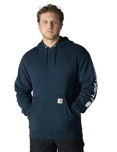 Carhartt Midweight Sleeve Logo Hoodie, Größe XS für Männer - Herren-Sweatshirts, original fit mit mittlerem Fleece für optimale Wärme und Komfort, ideal für kühle Tage.