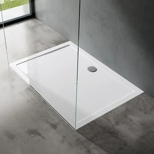 doporro Duschtasse Duschwanne 70x80x4 flach inkl. Ablaufgarnitur AL02 - Moderne Duschtasse in Weiß mit integrierter Ablaufgarnitur AL02. Maße: 70x80x4 cm, ideal für bodenebene Montage. Robuste Acryl-Oberfläche, leicht zu reinigen und einfach zu montieren – für Ihren komfortablen Duschbereich.