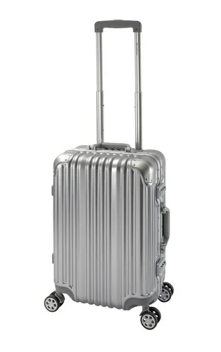 Travelhouse Hartschalen-Trolley London – Silber, 4 Rollen mit TSA Zahlenschloss - Koffer aus strapazierfähigem Polycarbonat mit 360° Doppelrollen, ideal für sicheres Handgepäck auf Reisen. Ergonomisches Teleskopgestänge und TSA-Zahlenschloss für zusätzlichen Schutz.