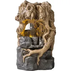 Livarno Home Zimmerbrunnen mit LED Steine - Bodenständiger Brunnen für ein angenehmes Raumklima durch natürliche Luftbefeuchtung und stimmungsvolles warmweißes LED-Licht.