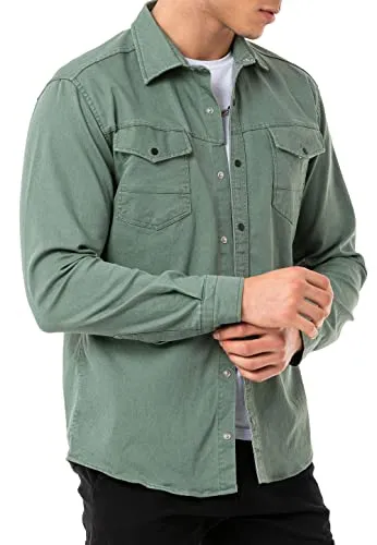 Redbridge Premium Denim Hemd Jeanshemd Baumwolle Casual Khaki XL