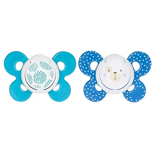 Chicco PhysioForma Comfort Schnuller 6-16 Monate, 2 Stück, Schnuller mit Silikon-Sauger, Unterstützt Physiologische Atmung und Fördert Korrekte Entwicklung des Mundes, Verschiedene Farben