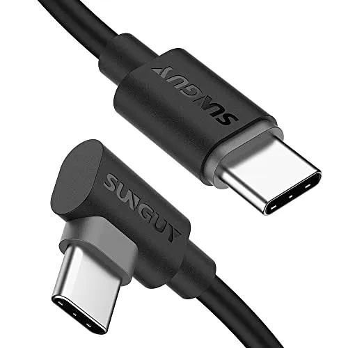SUNGUY USB C auf USB C Kabel 0.3M [2Pack ], 60W USB C Kabel Winkel Kompatibel mit iPhone 16/15 Pro,MacBook Pro,iPad Pro 2020,MacBook Air,Galaxy S20/S10, Huawei