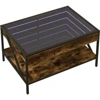 vidaXL Couchtisch mit Infinity-LED - Beistelltisch fürs Wohnzimmer mit RGB-LED-Beleuchtung für eine personalisierte Lichtshow und robustem Holzwerkstoff für Langlebigkeit und Stil.