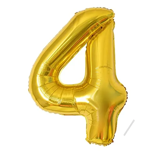 Geburtstag zahlen luftballon 4 jahre | Gold Folienballon 3 XXL -Riesen Folienballon in 40