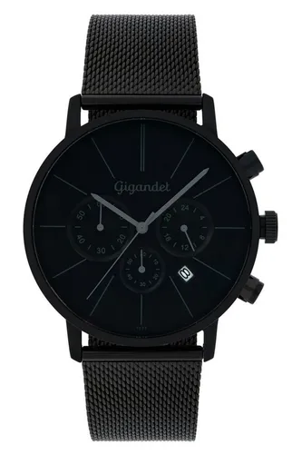 Gigandet Herrenuhr Schwarz Chronograph G32-008 - Armbanduhren für Herren mit Seiko TMI Uhrwerk, korrosionsbeständigem Edelstahlarmband, Wasserdichtigkeit bis 30m und praktischer Stoppfunktion.