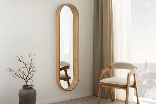 riess-ambiente Wandspiegel PORTRAIT 165cm – ovales Eichenholz-Design für Ankleide und Flur - Eleganter Wandspiegel mit großzügiger Spiegelfläche, ideal für jeden Raum. Das hochwertige Eichenholz-Design sorgt für eine stilvolle Atmosphäre und lässt sich vielseitig einsetzen.