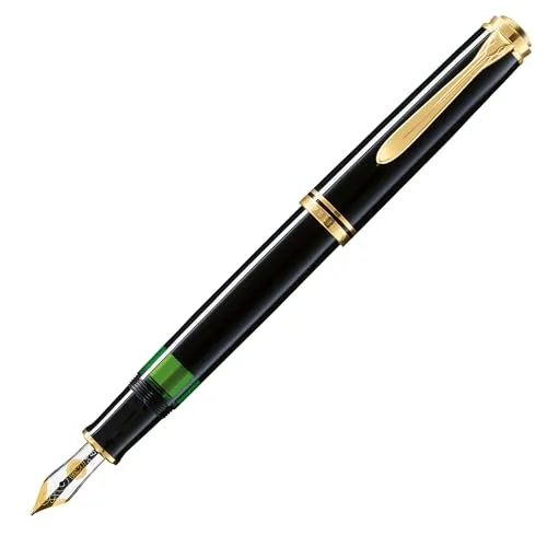 Füllhalter 'Souverän 400' in Schwarz/Gold – Pelikan - Eleganter Füller für anspruchsvolle Schreiber, mit feiner EF-Spitze für präzise Schrift und edlem Design.