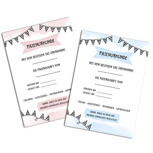 Produktbild Patenurkunde Patenbrief 2er Set für Patenonkel und Patentante DIN A4 Taufe
