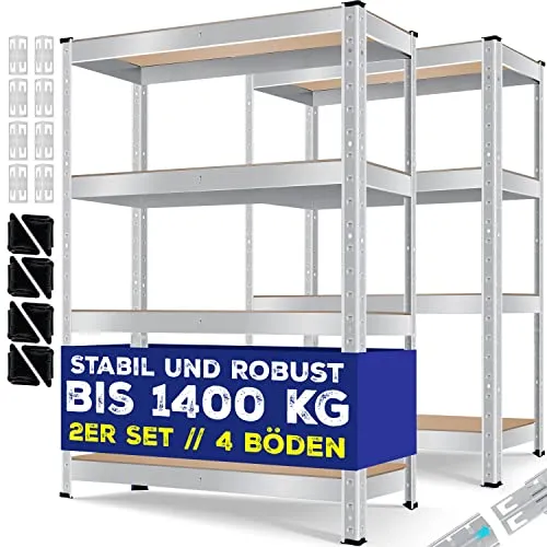 Produktbild MASKO® 2er-Set Schwerlastregal für Lager und Werkstatt