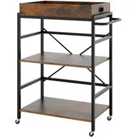 Costway 3 Stufiger Servierwagen 2 In 1 Küchenregal Rollwagen Braun