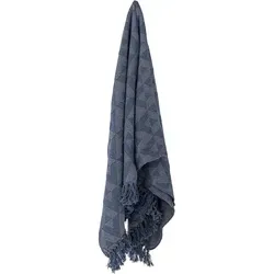 Bloomingville Decke UDINE Blau Gemustert 160x130 cm - Bettdecken aus 100% recycelter Baumwolle, nachhaltig und stilvoll, ideal für gemütliche Abende.