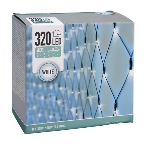 Spetebo LED Lichternetz mit 320 LED - Kaltweiß - Weihnachtsbeleuchtung – 3 x 1,5 m großes Lichternetz, ideal für Innen und Außen, mit 320 LEDs und 5 m Zuleitungskabel für flexiblen Einsatz.