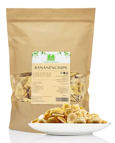 Bananenchips 1 kg - Bananen in Form von Chip mit Kokosnussöl und ungeschwefelt