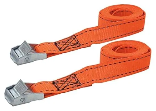 PETEX 43198535 Klemmschloss-Spanngurt, 2.5 m, orange, 2 Stück