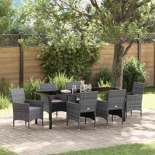 Maison Exclusive Garten Essgruppe 7-teilig Grau Poly-Rattan