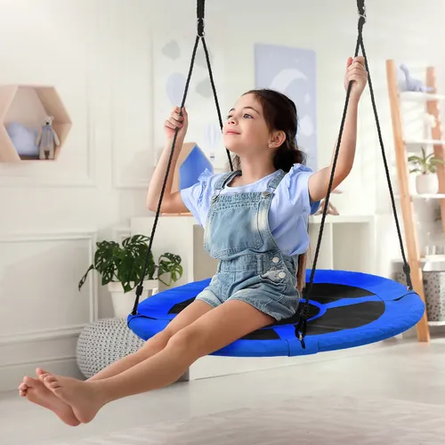 ECD Germany Nestschaukel 100 cm Blau - Höhenverstellbar & 150 kg Belastbar - Rutschen & Schaukeln: Erlebe höchsten Schaukelspaß mit der stabilen Nestschaukel für bis zu 2 Kinder. Verstellbare Höhe und robustes Design sorgen für Sicherheit und Komfort im Freien.