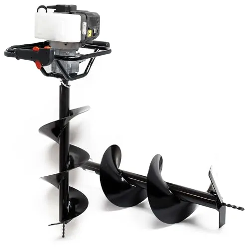 Wiltec Set Erdlochbohrer mit 1,4kW und 52cm³ Benzinmotor, inklusive 250mm und 300mm Bohrschnecken