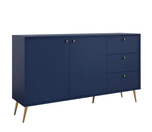 AX LIVING Kommode Rorene 156 cm Blau Gold Modern